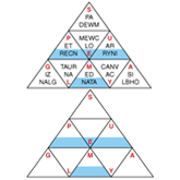PuzzleBeetle Triagram Puzzle – a triangle-shaped puzzle where solvers must find 9 words, revealing 2 other words on the way Triagram Puzzle – PuzzleBeetle